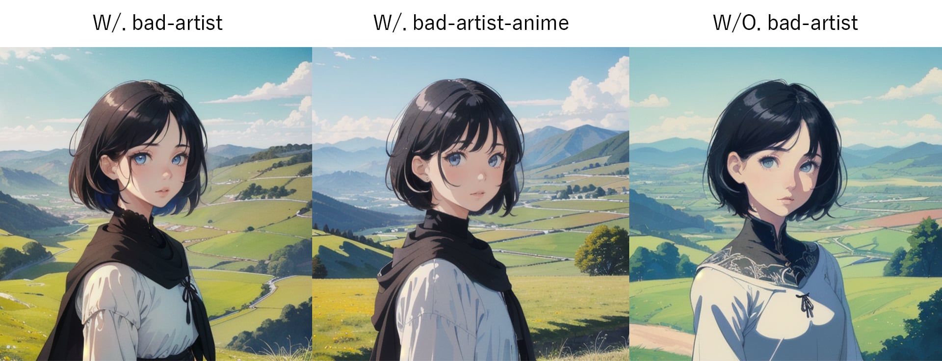 Bad artist Negative embeddingの比較画像
