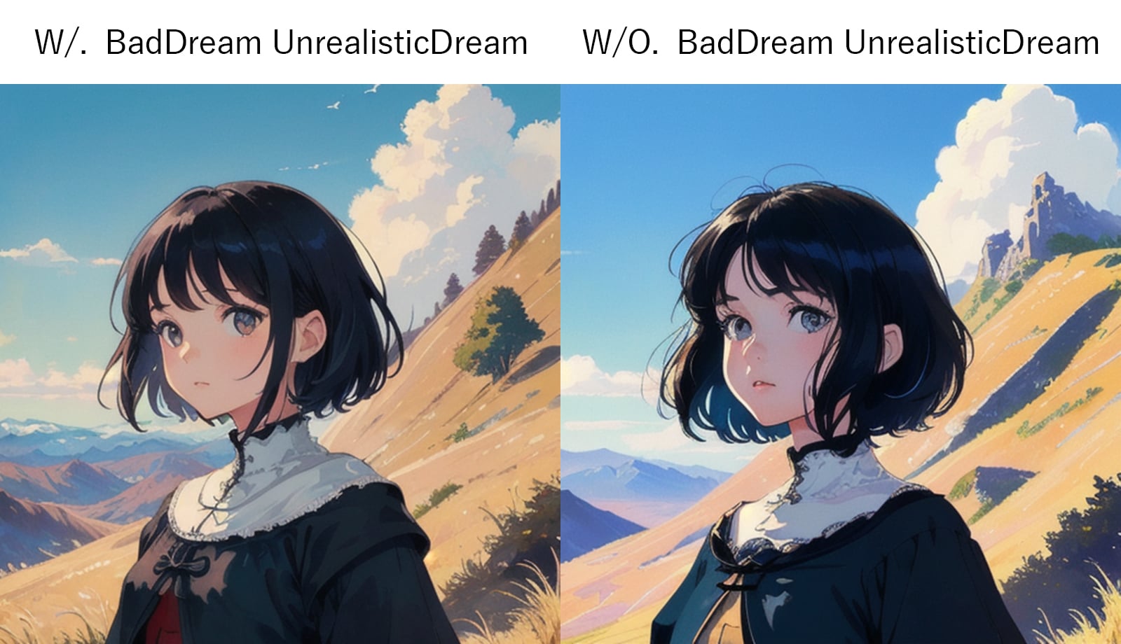 BadDream + UnrealisticDreamの比較画像