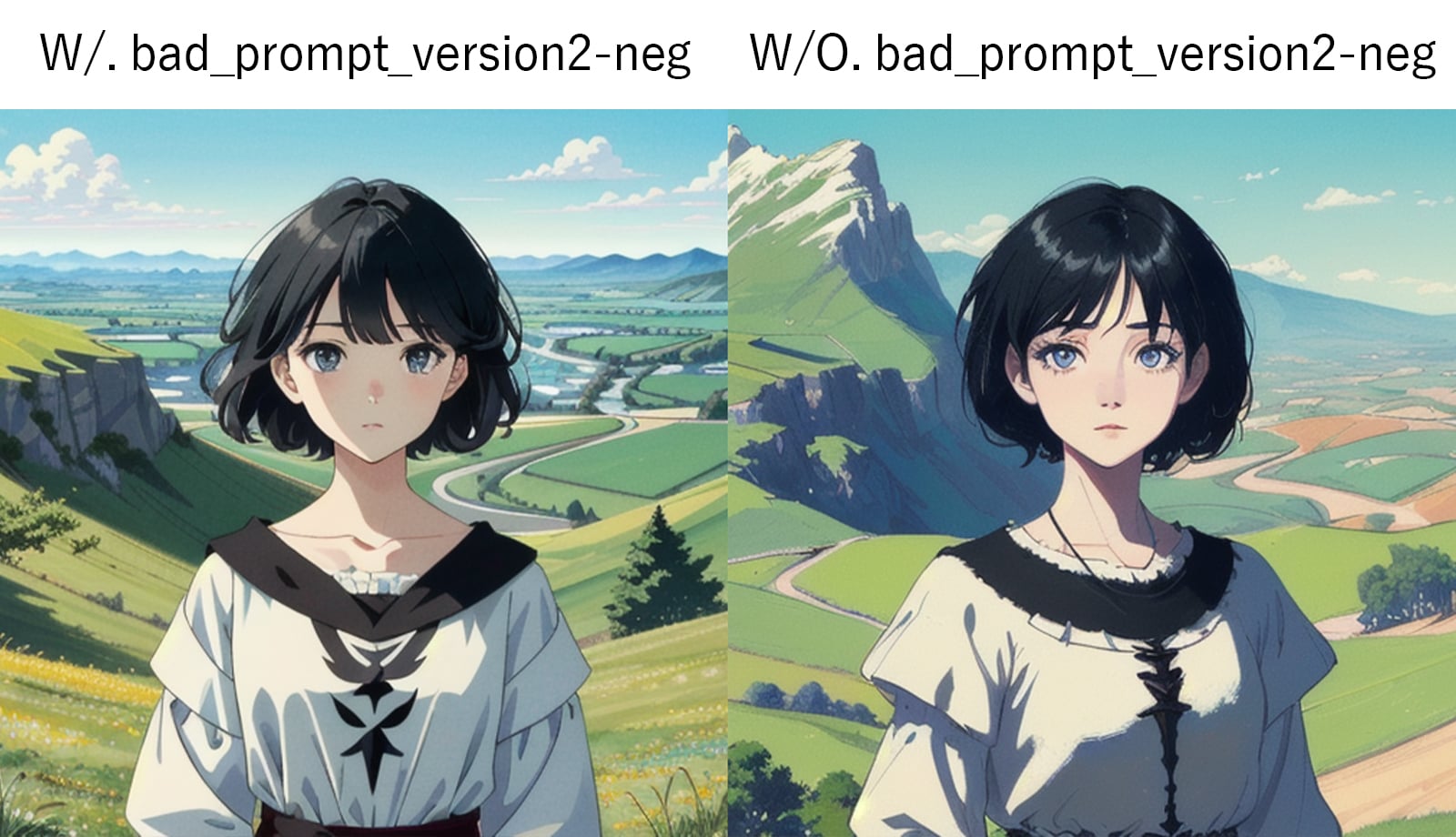 bad_prompt Negative Embeddingの比較画像