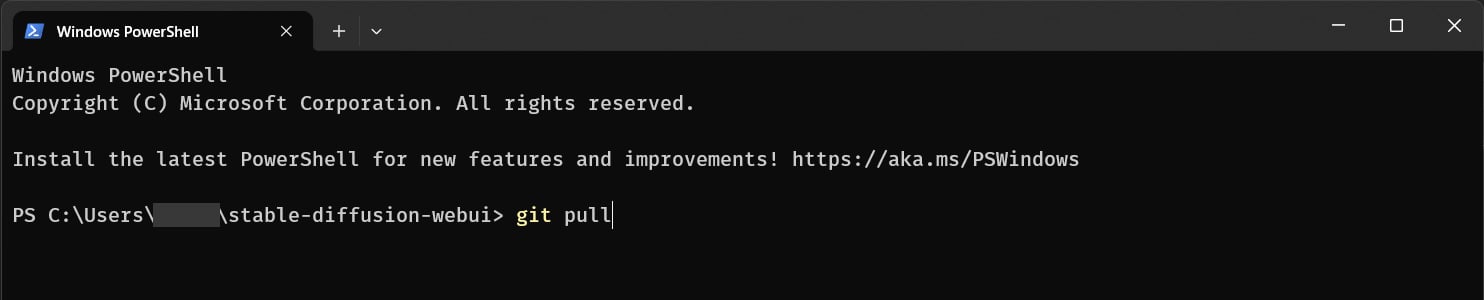 Execution screen of Git Pull