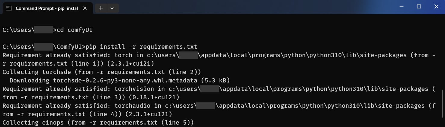 requirements.txtの実行画面