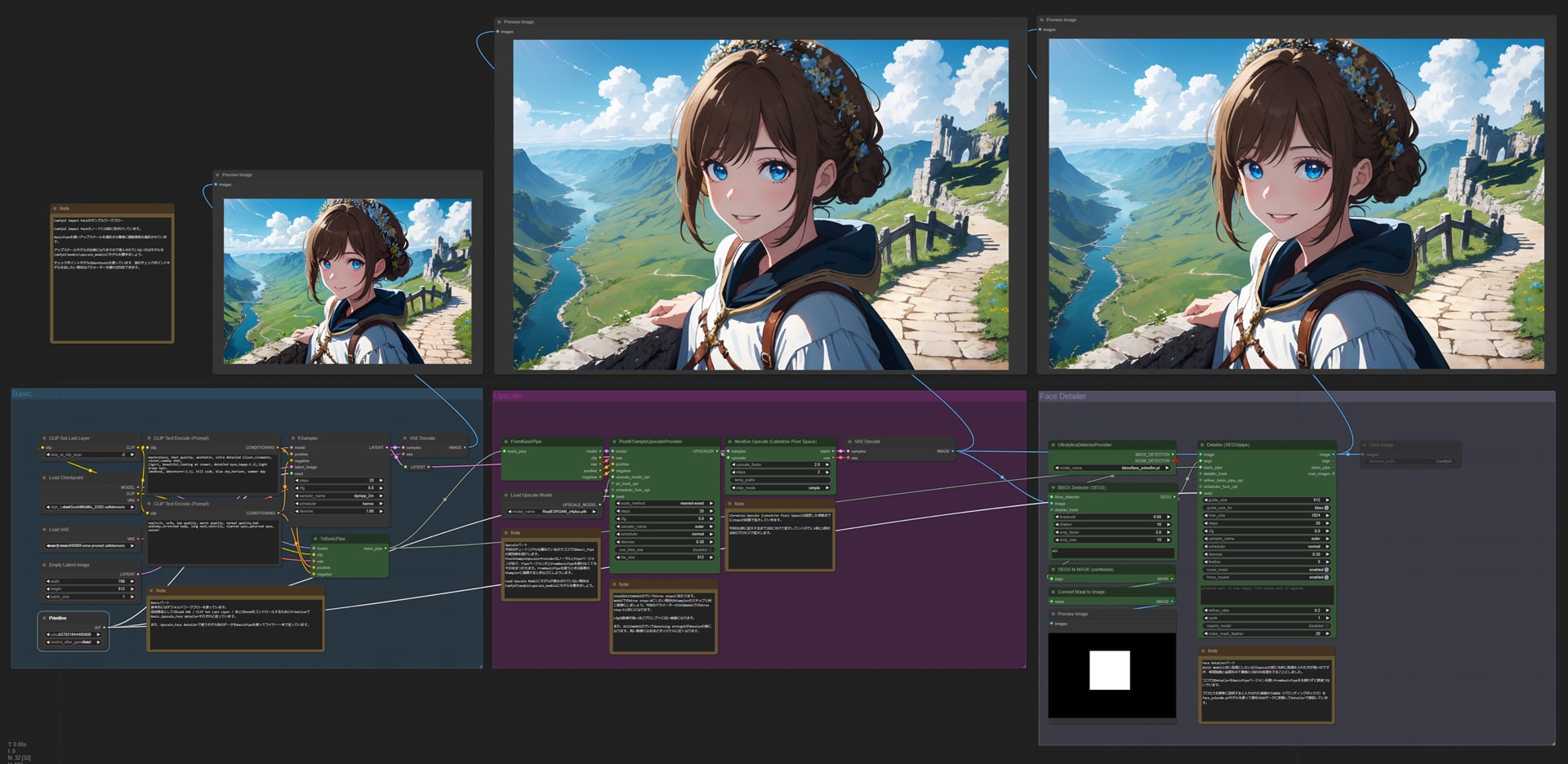 ComfyUI Impact Packのワークフロー