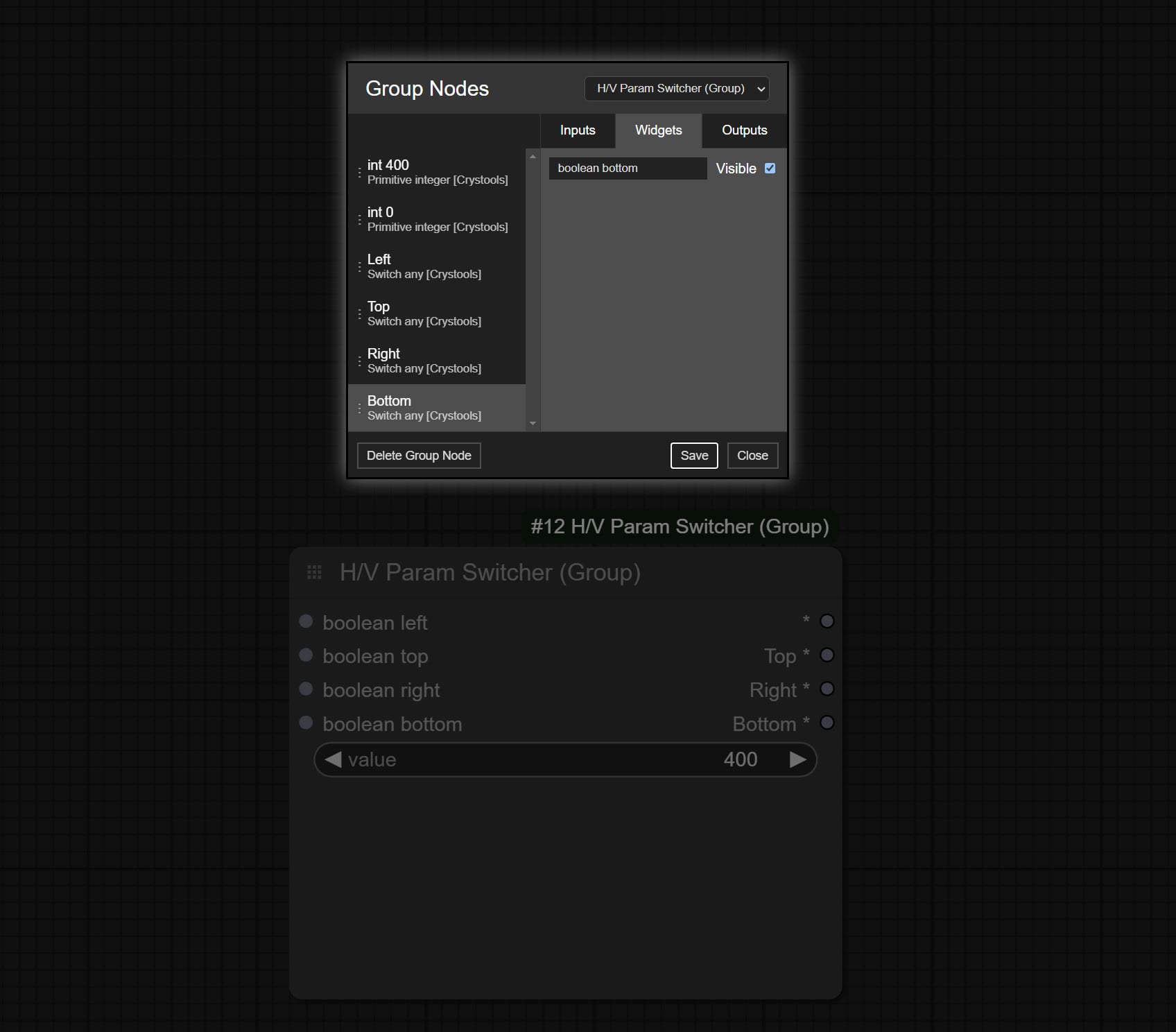 H/V Param Switcher (Group)ノードの作り方ステップ10
