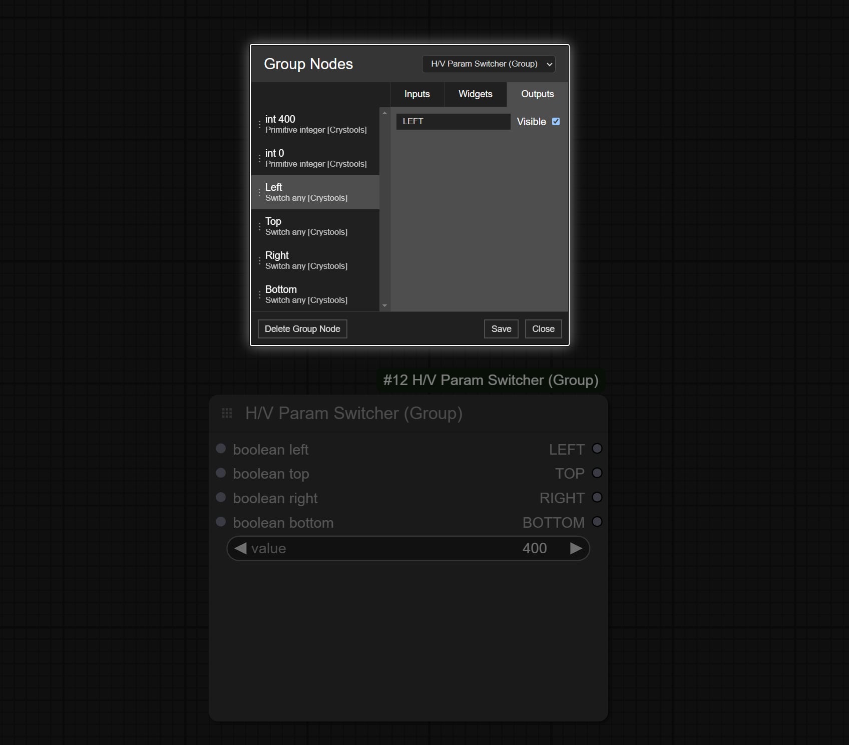 H/V Param Switcher (Group)ノードの作り方ステップ11