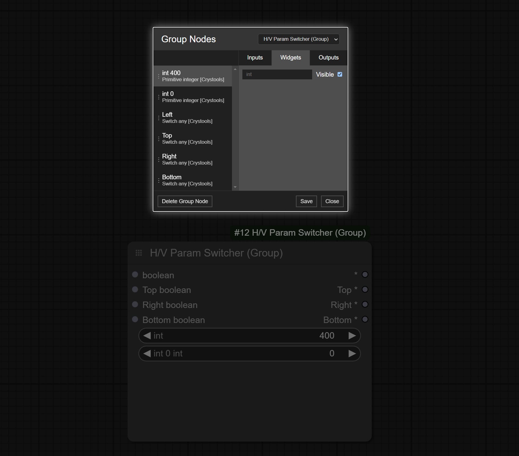 H/V Param Switcher (Group)ノードの作り方ステップ7
