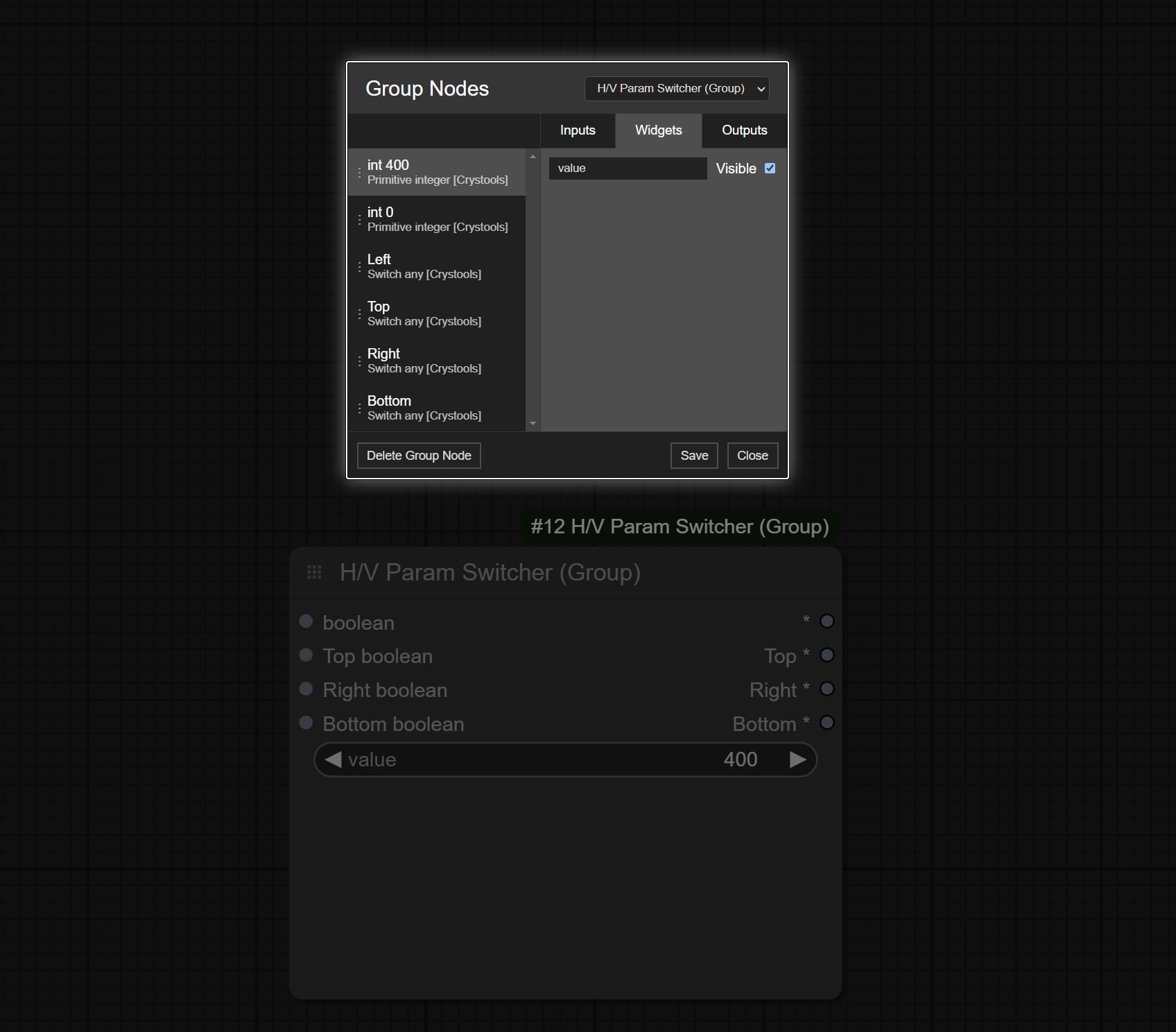 H/V Param Switcher (Group)ノードの作り方ステップ9