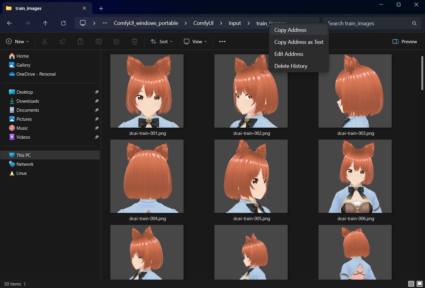 Copying paths in File Explorer