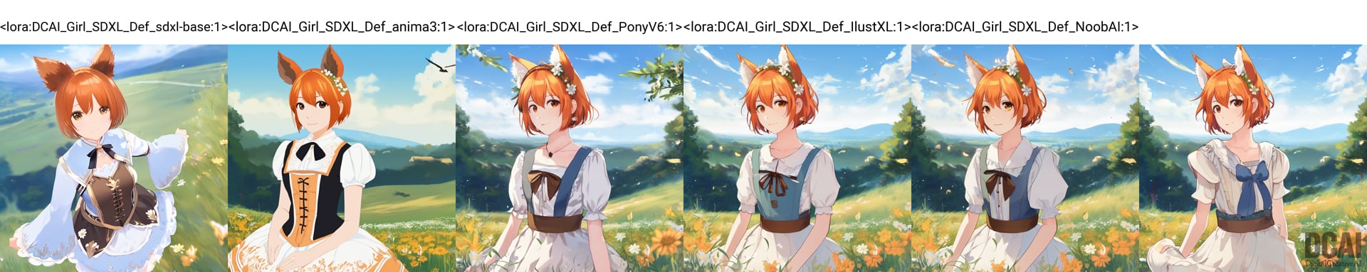SDXL-base-1.0モデルで生成したLoRA比較