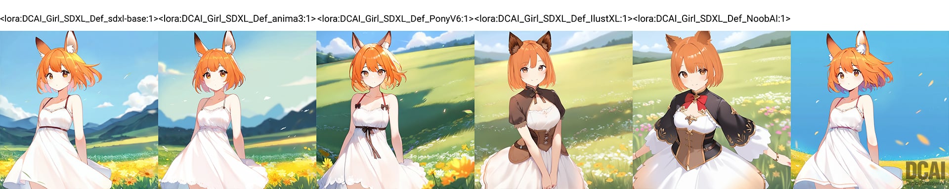 noobaiXLNAIXL_epsilonPred 1.1-Versionで生成したLoRA比較